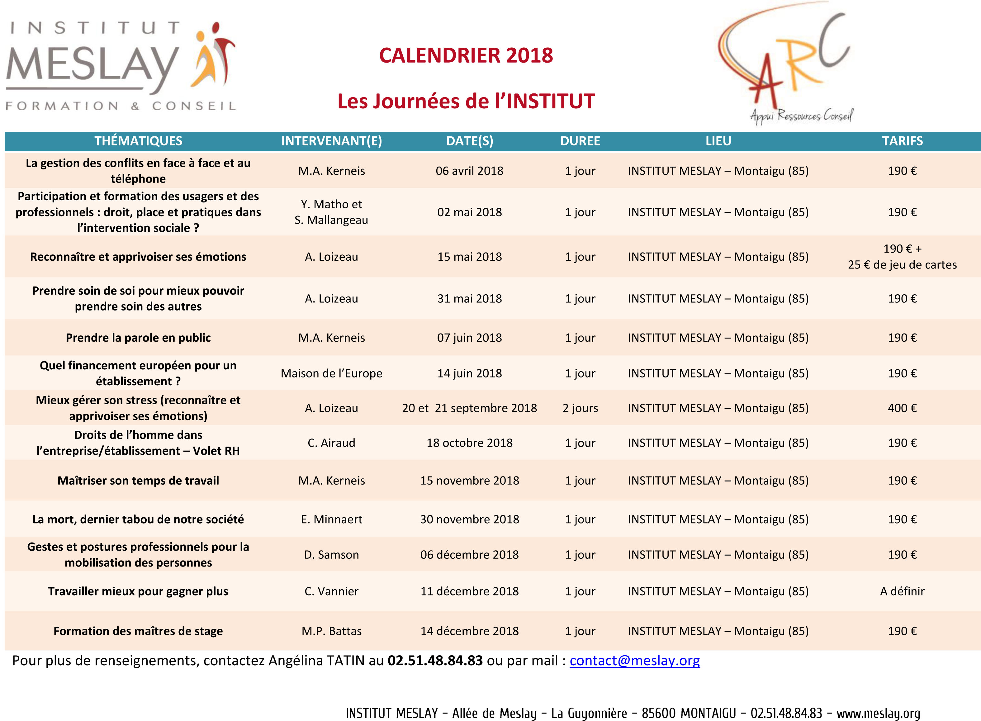 JDI - CALENDRIER ANNUEL 2018