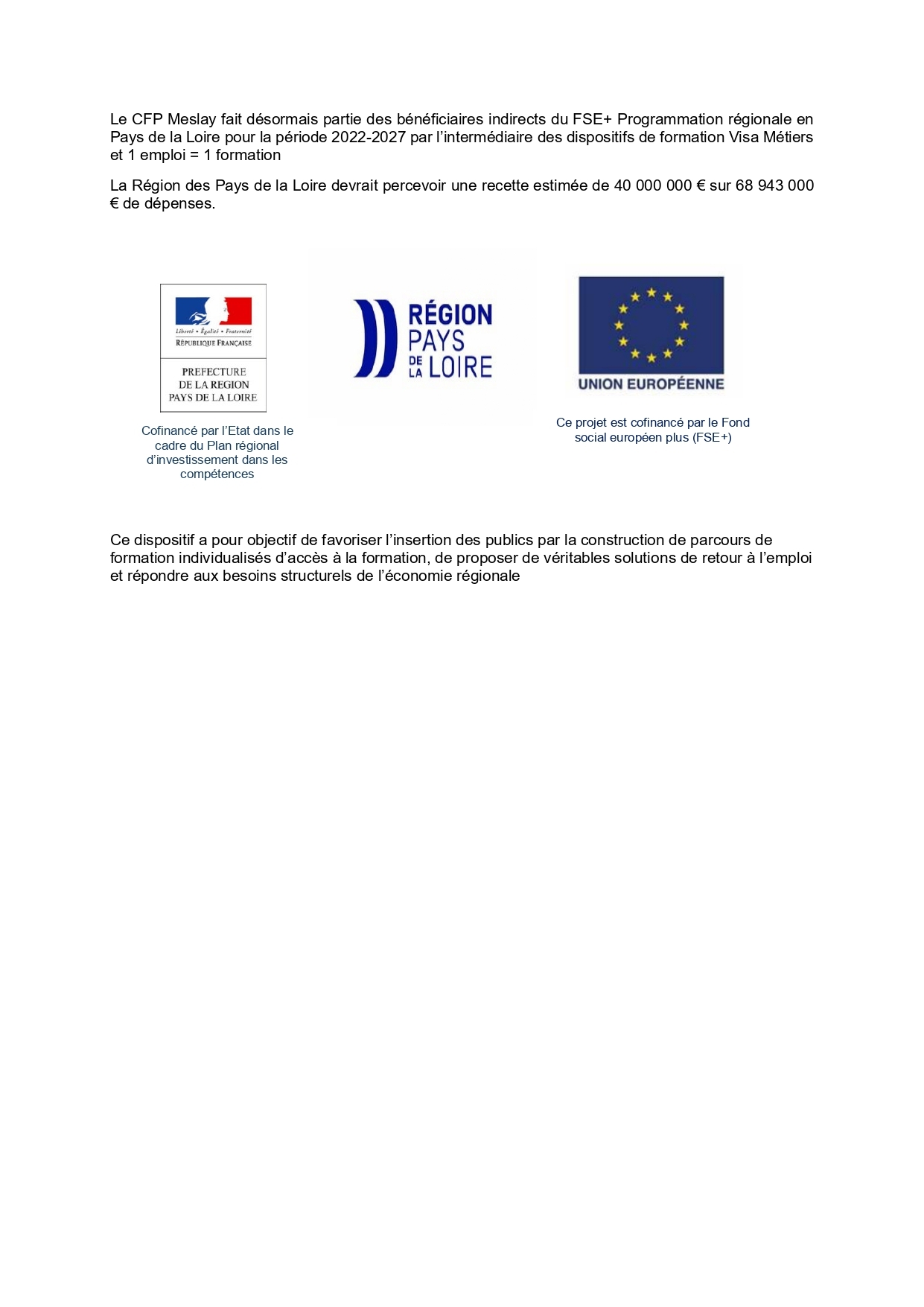 CFP meslya bénéficiaire FSE